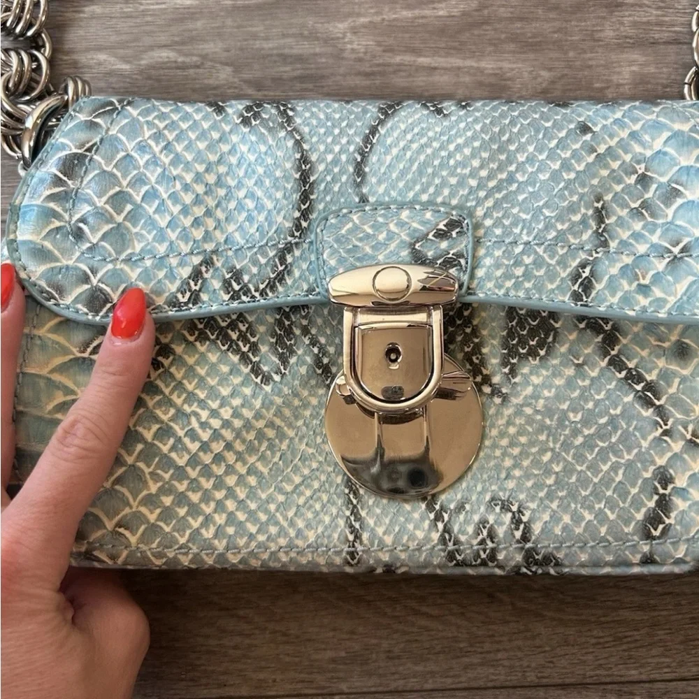 VTG 90’s Y2K Turquoise Exotic Snakeskin Python Luxury Handbag RARE - Picture 15 of 16